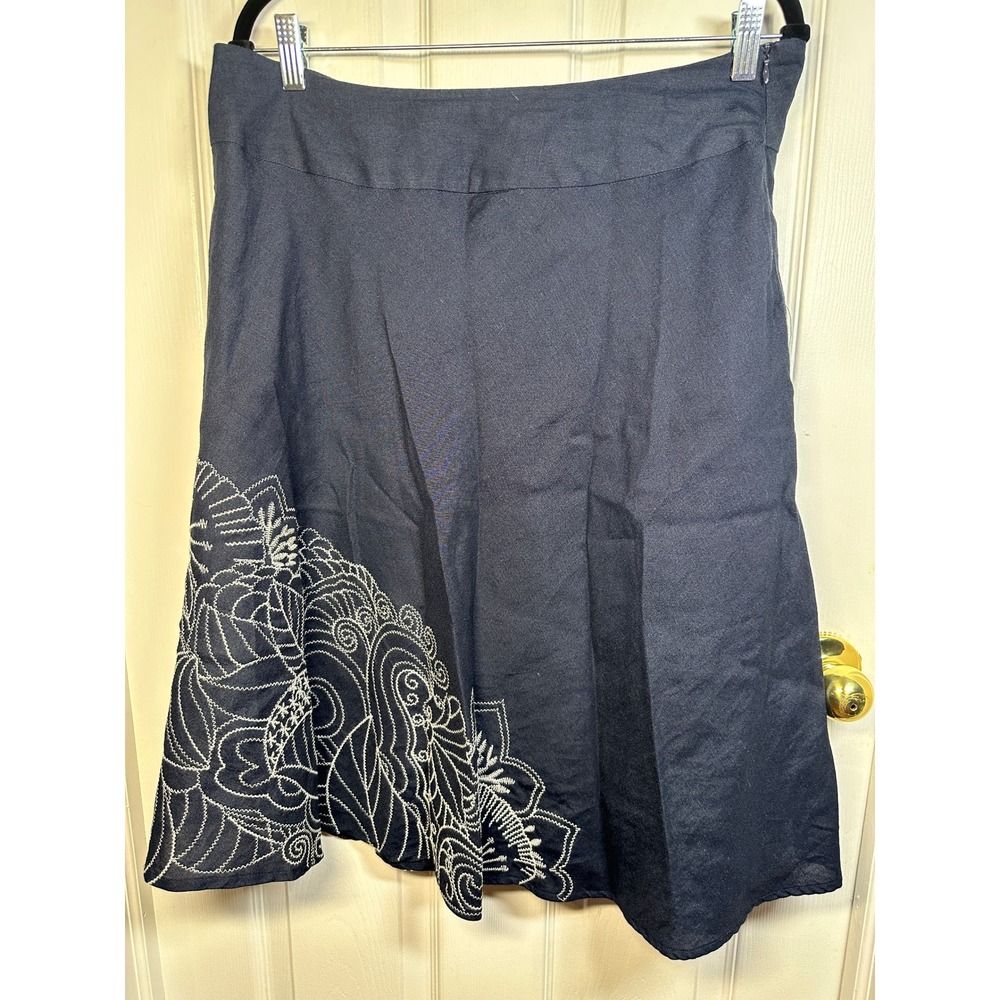 Sherry Taylor A-Line‎ Skirt Embroidered Navy Casual Party Career Size XL